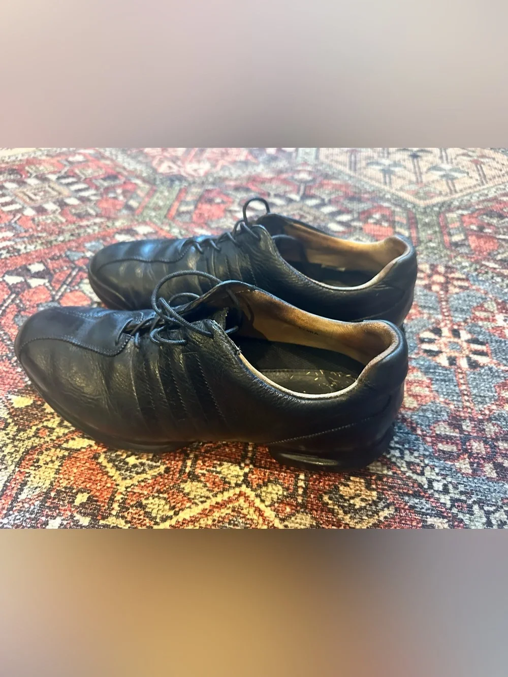 Adidas Traxion Black Leather Golf Shoes - Men’s Size 9.5